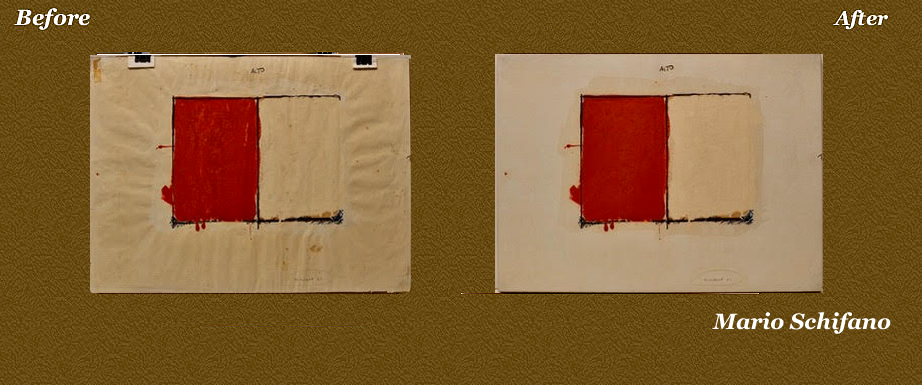 Mario Schifano, before and after treatment